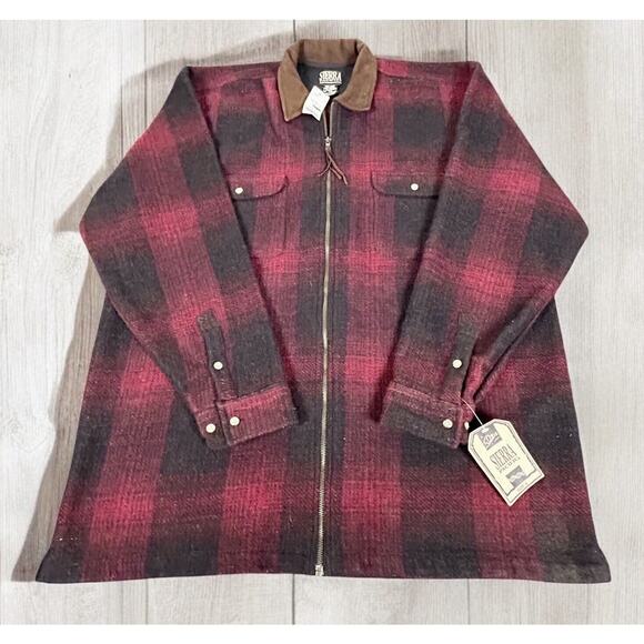 New Vtg Sierra Pacific Shirt Jacket Men's Large Wool Blend Buffalo Plaid Shacket - Picture 1 of 15